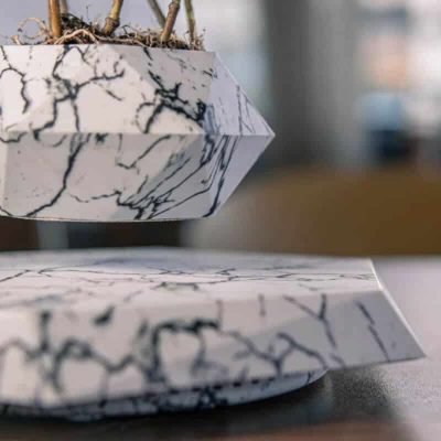 Pot imitation marbre - Pot de Fleur en Lévitation - Science Labs