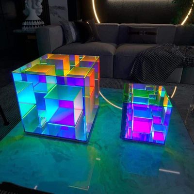 Lampe Cube Infini - lampe originale à poser - deco scientifique