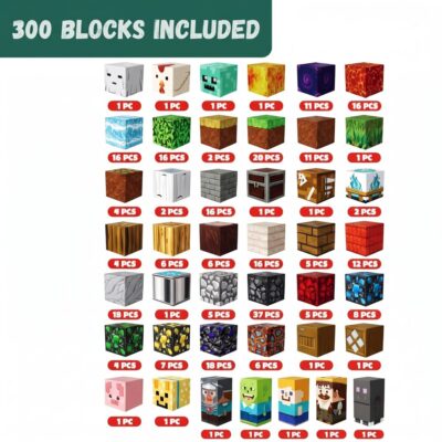 Magnetic Building Blocks 300 Pieces (Build Mine World)
