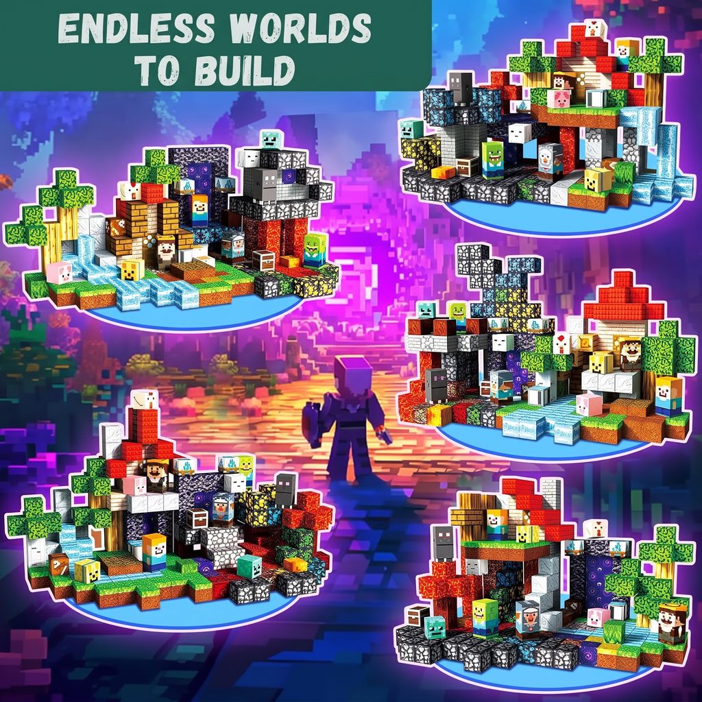 Magnetic Building Blocks 300 Pieces (Build Mine World)