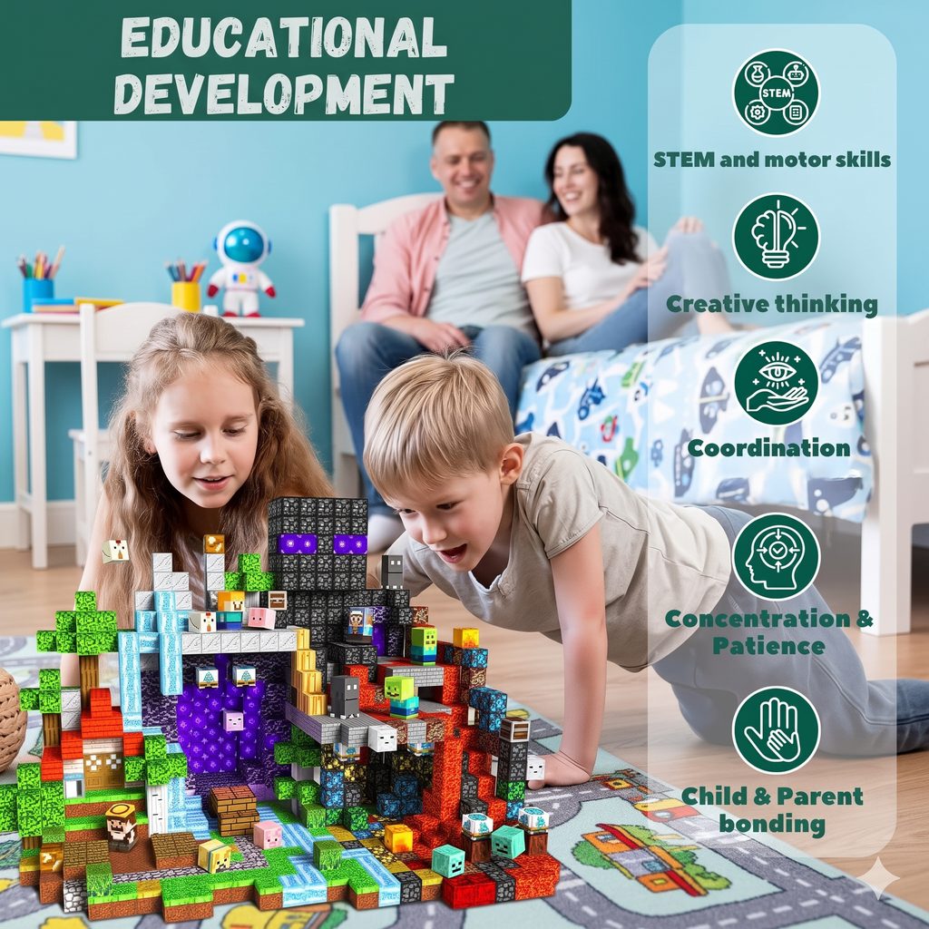 Magnetic Building Blocks 300 Pieces (Build Mine World)
