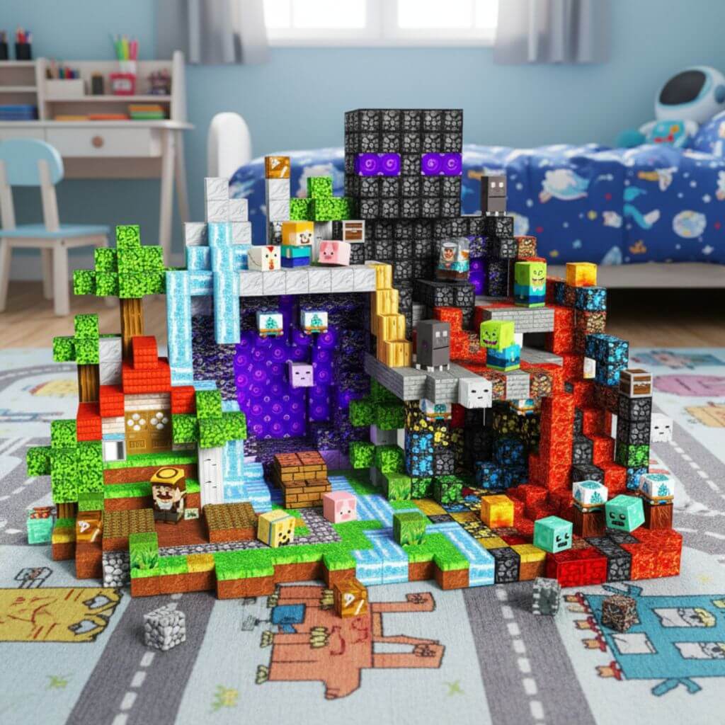 Magnetic Building Blocks 300 Pieces (Build Mine World)