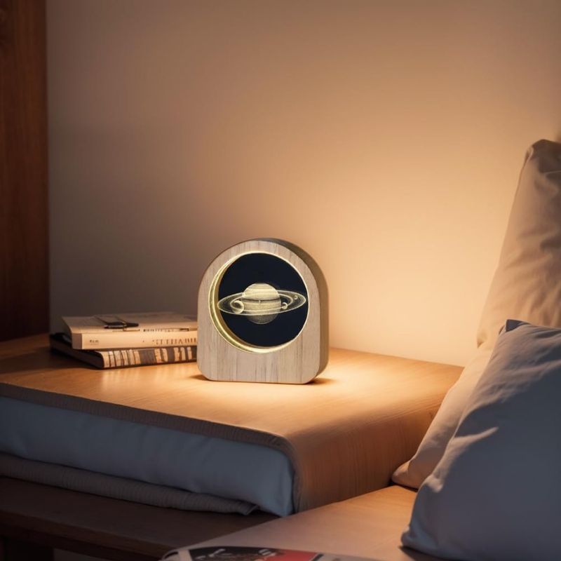 Wooden Arch Saturn Lamp - Image 2