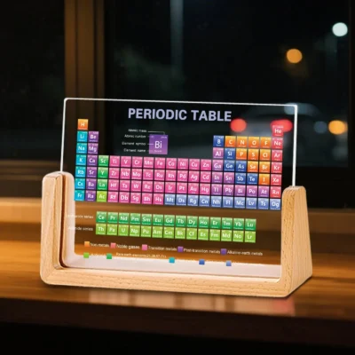 Acrylic Periodic Table on Wooden Stand