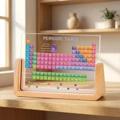 Acrylic Periodic Table on Wooden Stand
