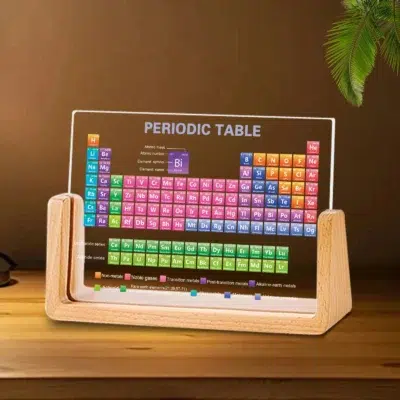 Acrylic Periodic Table on Wooden Stand