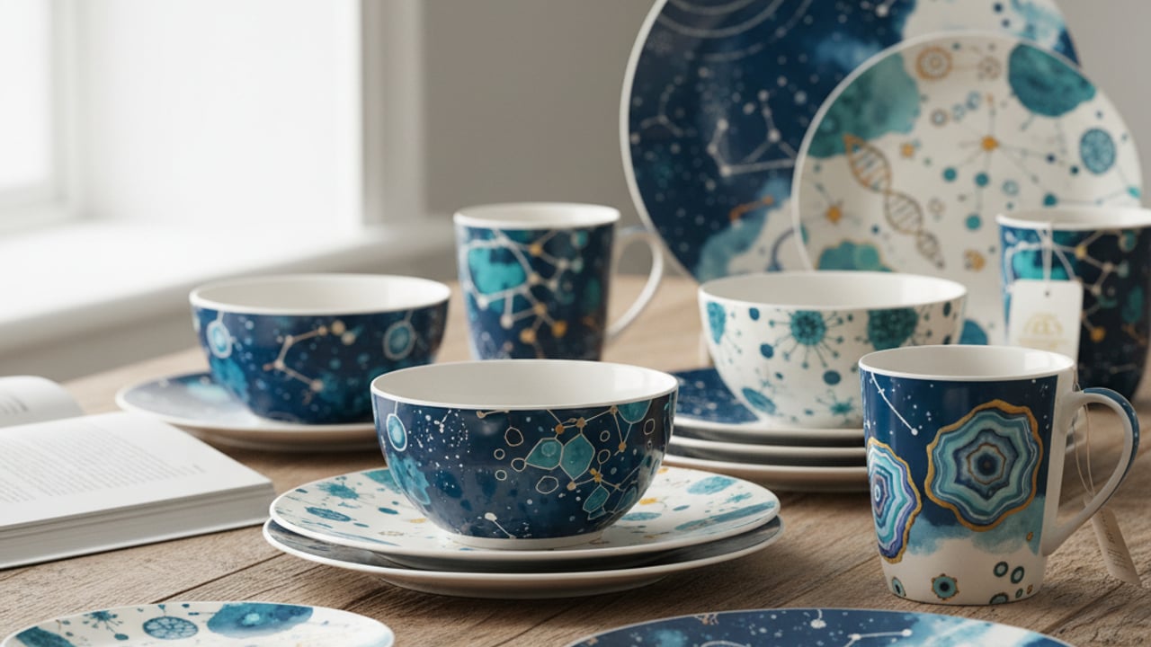 Where Can I Find UK-Made Crockery With Scientific Patterns?