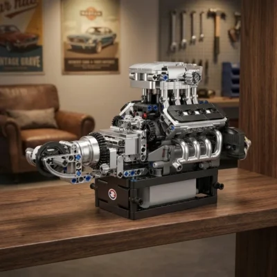 Car Engine Model Kit, Motorised Supercar V8 (737 Pieces)