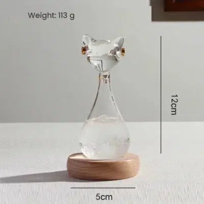 Egyptian Cat Storm Glass on Wooden Base