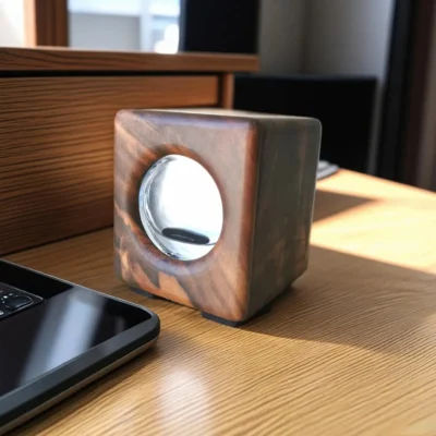 Walnut Ferrofluid Lamp, Sound Reactive