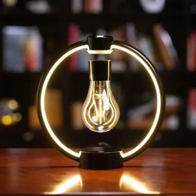 Levitating Ring Lamp with Floating Light Bulb