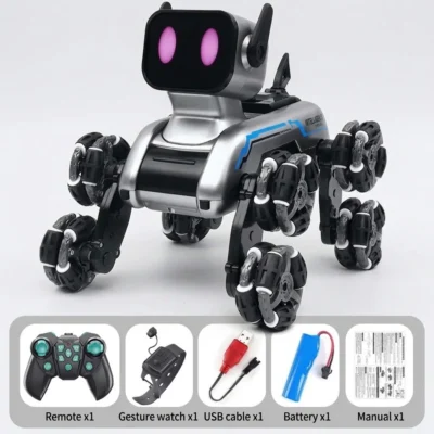 Remote Control Stunt Robot Dog with 8 Wheels