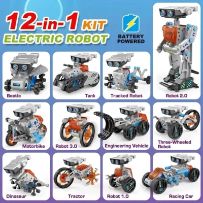 12-in-1 Robot Kit for Kids, USB Rechargeable
